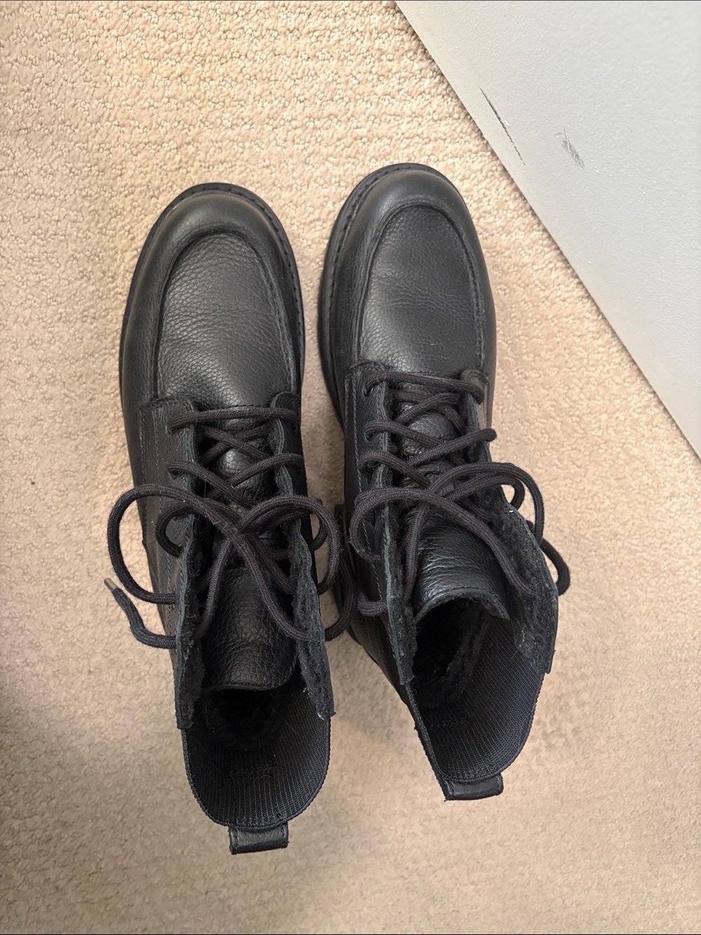 WOMENS CLARKS ORIANNA MID
 Black Leather Lace-Up Boots